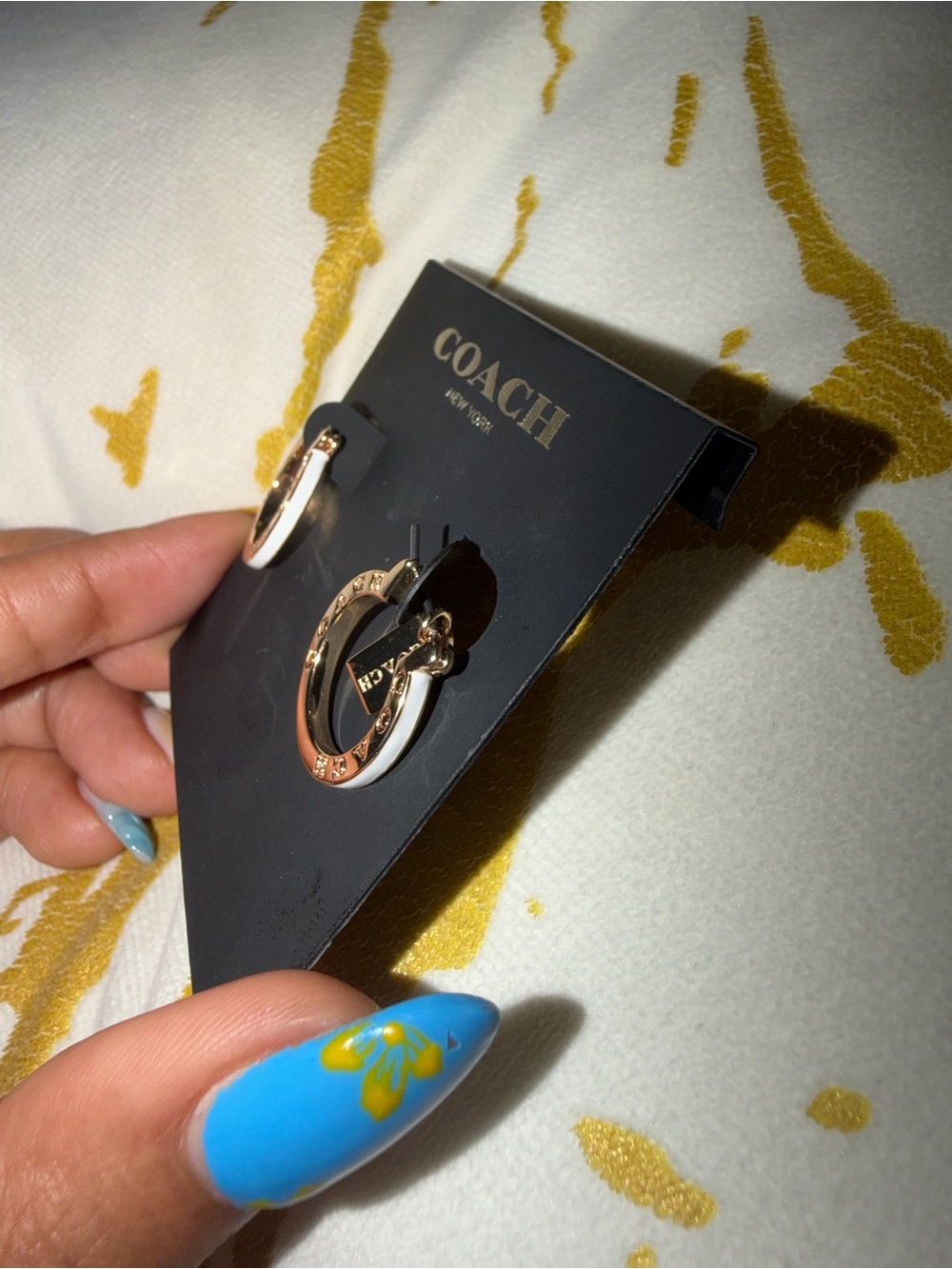 Coach Signature Small Titanium Hoop Earrings - Picture 4 of 6